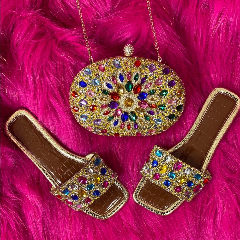 Multicolor Crystal Embellished Slides